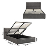 NNEED Double Bed Frame Gas Lift Storage Base Fabric Grey
