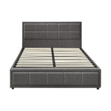 NNEED Double Bed Frame Gas Lift Storage Base Fabric Grey