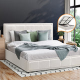 NNEED Double Bed Frame Gas Lift Storage Base Boucle White