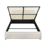 NNEED Double Bed Frame Gas Lift Storage Base Boucle White