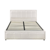 NNEED Double Bed Frame Gas Lift Storage Base Boucle White