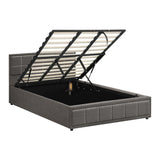 NNEED Bed Frame King Size Gas Lift Storage Base Fabric Grey