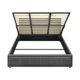 NNEED Bed Frame King Size Gas Lift Storage Base Fabric Grey