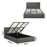 NNEED Bed Frame King Size Gas Lift Storage Base Fabric Grey