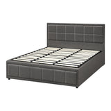 NNEED Bed Frame King Size Gas Lift Storage Base Fabric Grey