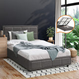 NNEED Bed Frame King Single Gas Lift Storage Base Fabric Grey