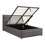 NNEED Bed Frame King Single Gas Lift Storage Base Fabric Grey