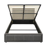 NNEED Bed Frame King Single Gas Lift Storage Base Fabric Grey