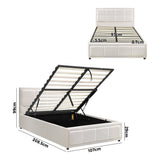 NNEED Bed Frame King Single Gas Lift Storage Base Boucle White