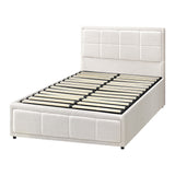 NNEED Bed Frame King Single Gas Lift Storage Base Boucle White