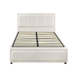 NNEED Bed Frame King Single Gas Lift Storage Base Boucle White