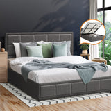NNEED Queen Bed Frame Gas Lift Storage Base Fabric Grey
