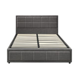 NNEED Queen Bed Frame Gas Lift Storage Base Fabric Grey
