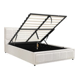 NNEED Queen Bed Frame Gas Lift Storage Base Boucle White