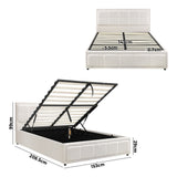 NNEED Queen Bed Frame Gas Lift Storage Base Boucle White