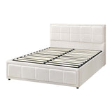 NNEED Queen Bed Frame Gas Lift Storage Base Boucle White