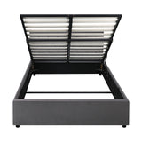 NNEED Bed Frame Double Size Gas Lift Base Storage Fabric Grey