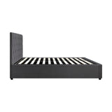 NNEED Bed Frame Double Size Gas Lift Base Storage Fabric Grey