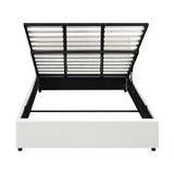 NNEED Bed Frame King Size Gas Lift Base Storage Leather White