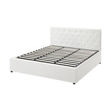 NNEED Bed Frame King Size Gas Lift Base Storage Leather White