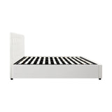 NNEED Bed Frame King Size Gas Lift Base Storage Leather White