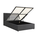 NNEED Bed Frame King Single Gas Lift Base Storage Fabric Grey