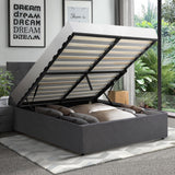 NNEED Bed Frame King Single Gas Lift Base Storage Fabric Grey
