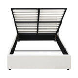 NNEED Bed Frame Queen Size Gas Lift Base Storage Leather White