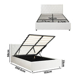 NNEED Bed Frame Queen Size Gas Lift Base Storage Leather White