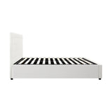 NNEED Bed Frame Queen Size Gas Lift Base Storage Leather White