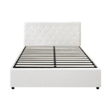 NNEED Bed Frame Queen Size Gas Lift Base Storage Leather White