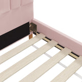 NNEED Single Bed Frame Scallop-Shape Bedhead Pink Velvet