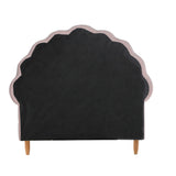 NNEED Single Bed Frame Scallop-Shape Bedhead Pink Velvet