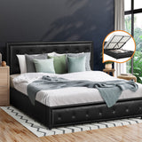 NNEED Double Bed Frame with Storage Space Gas Lift Black