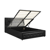NNEED Double Bed Frame with Storage Space Gas Lift Black