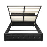 NNEED Double Bed Frame with Storage Space Gas Lift Black