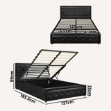 NNEED Double Bed Frame with Storage Space Gas Lift Black