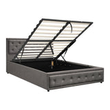 NNEED Double Bed Frame with Storage Space Gas Lift Grey