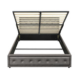 NNEED Double Bed Frame with Storage Space Gas Lift Grey