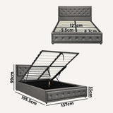 NNEED Double Bed Frame with Storage Space Gas Lift Grey