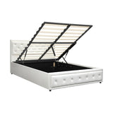 NNEED Double Bed Frame with Storage Space Gas Lift White