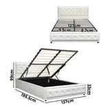 NNEED Double Bed Frame with Storage Space Gas Lift White