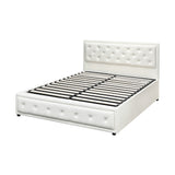 NNEED Double Bed Frame with Storage Space Gas Lift White