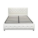 NNEED Double Bed Frame with Storage Space Gas Lift White