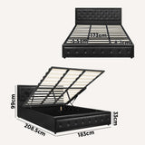 NNEED King Bed Frame with Storage Space Gas Lift Black