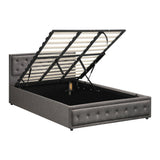 NNEED King Bed Frame with Storage Space Gas Lift Grey