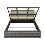 NNEED King Bed Frame with Storage Space Gas Lift Grey