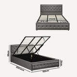 NNEED King Bed Frame with Storage Space Gas Lift Grey
