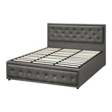 NNEED King Bed Frame with Storage Space Gas Lift Grey