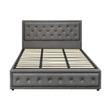 NNEED King Bed Frame with Storage Space Gas Lift Grey
